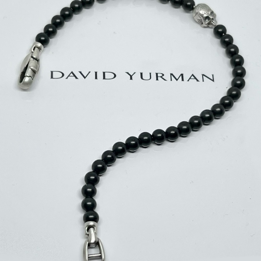David Yurman spiritual beads bracelet with black รณnix and skull accent